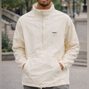 New! Staple Pigeon STPL Cream Half-zip Oversized Windbreaker Jacket Size Medium